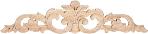 Vista 10 de MUXSAM Apliques de madera tallada, calcomanías largas de madera para moldear, incrustaciones de roseta para puerta, pared, repisa, armario, puerta