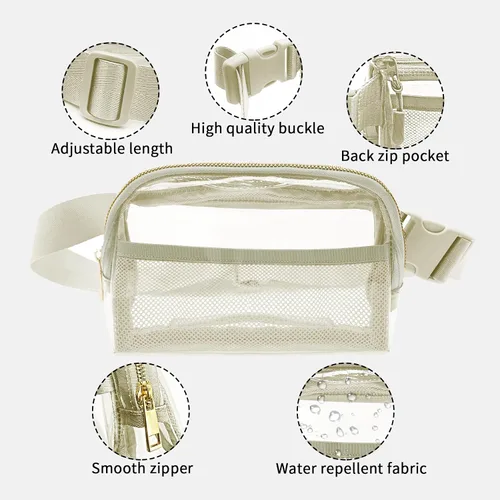 Vista 6 de Clear Fanny Pack Stadium Approved - Bomvabe Fanny Packs for Women Men Water-resistant Waist Bag Clear Purse Transparent Adjustable Belt Bag for