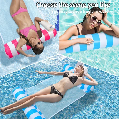 Vista 2 de 3/5/8 Pack Pool Hammock Upgrated Water Pool Floats, 4-in-1 XL (Hammock, Saddle, Lounge Chair, Drifter) Multi-Purpose Water Pool Float, Non-Stick PVC