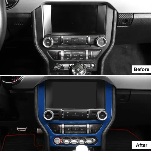 Vista 2 de CheroCar para Ford Mustang - Cubierta de panel de pantalla de navegación para consola central, Marco de decoración interior, Compatible con Ford