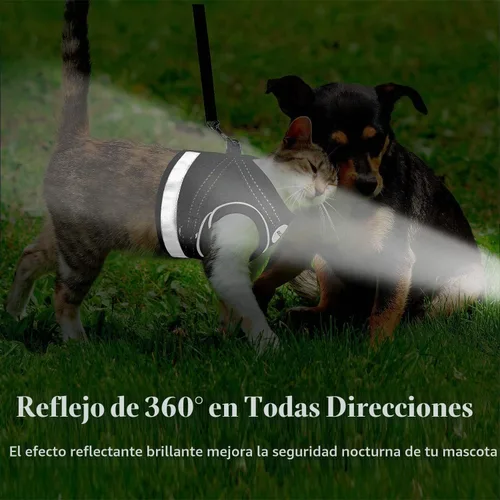 Vista 5 de Arnés para gato y correa para caminar, arnés a prueba de escape de gatito, arnés reflectante ajustable para cachorro con correas, fácil de ajustar