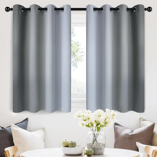 Vista 84 de SimpleHome Cortinas degradadas degradadas para oscurecer la habitación de 36 pulgadas de largo para dormitorio, con ojales y bloqueo de luz Negro