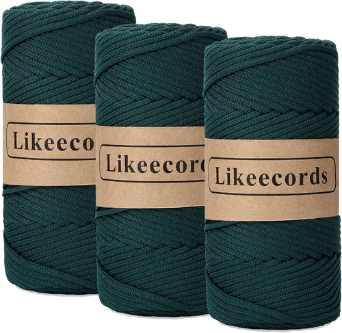 Vista 61 de Likeecords Cordón de macramé trenzado de poliéster de 0.157 in, 140 yardas, 426 pies, hilo elástico para bolsa de ganchillo para manualidades