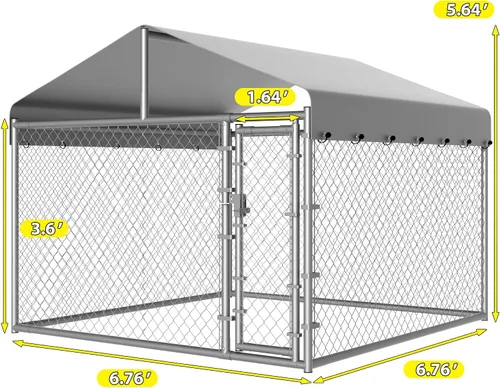 Vista 6 de Perrera para Perros al Aire Libre con Techo, Recinto Grande para Correr Perros, Corrales Exteriores de Servicio Pesado Casa Parque
