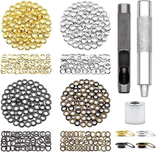 Vista 12 de SEMINI 800 Sets 4 Colors 6mm Grommet Eyelet Kit with Install Tool Kit