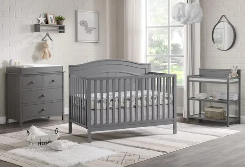 Vista 2 de Oxford Baby Nolan - Cuna convertible 4 en 1, gris paloma, certificado GreenGuard Gold