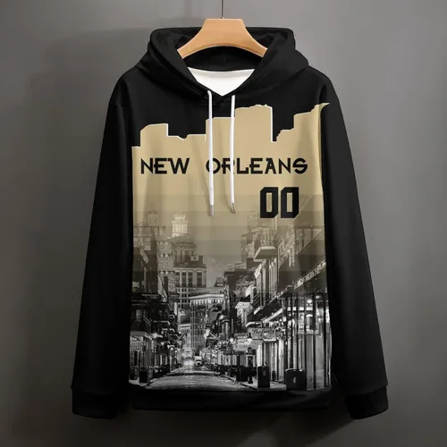 Vista 29 de Custom Football Hoodies City Night Skyline Personalized Sweatshirt Name Number Fan Gift Pullover for Men Women Youth