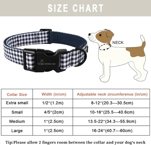 Vista 217 de Aring Pet Collar de algodón, ligero y ajustable, con hebilla de liberación rápida, para perros pequeños, medianos y grandes, para cachorros, S, Hoja