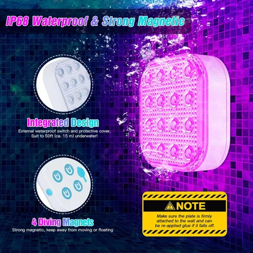 Vista 12 de Luces LED sumergibles con control remoto, luz LED subacuática impermeable, batería recargable, lámpara de 16 colores cambiantes, luces sumergibles