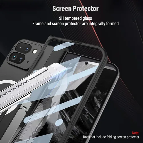 Vista 5 de Funda de teléfono para Google Pixel 9 Pro Fold compatible con cargador inalámbrico MagSafe con protector de pantalla, protección de bisagra, soporte