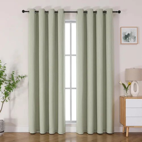 Vista 24 de Joydeco - Juego de 2 paneles de cortinas opacas de 63 pulgadas, 2 cortinas largas con aislamiento térmico burg, cortinas de oscurecimiento