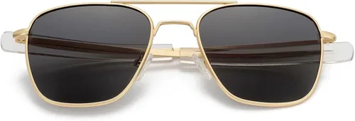 Vista 2 de Gleyemor Gafas de sol polarizadas cuadradas estilo aviador para hombre estilo retro militar resistente