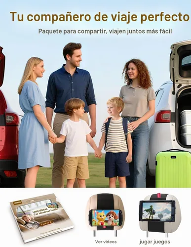 Vista 6 de Soporte de silicona para teléfono de automóvil, soporte ajustable para reposacabezas de teléfono compatible con iPhone 17, 16, 15, 14 Pro Max