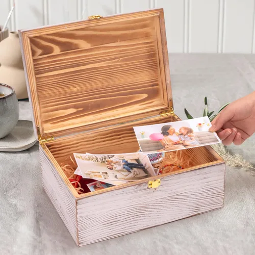 Vista 7 de Tree of Life - Cajas de recuerdo de madera más grandes con tapas con bisagras y un marco de fotos dentro de la tapa, caja de almacenamiento