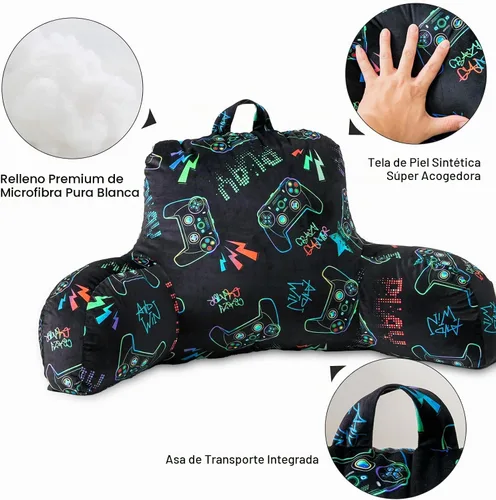 Vista 4 de Aimuan - Almohada de Respaldo para Niños para Jugar, Leer y Ver TV, Almohada de Cuña para Cama, Almohada de Respaldo con Brazos, Soporte de Espalda