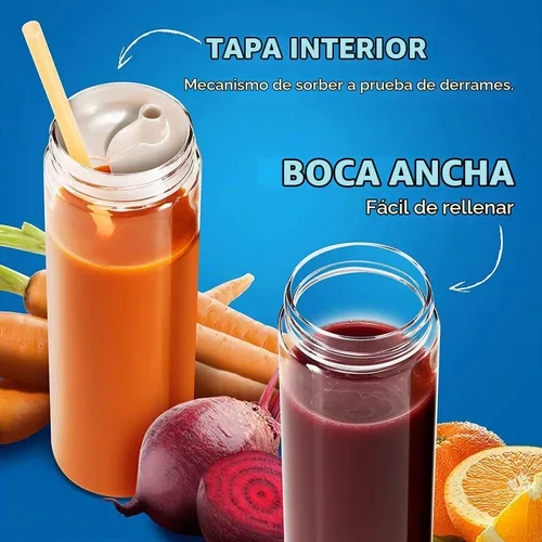Vista 7 de Komax Botellas de jugo reutilizables, juego de 6 unidades de 18.5 onzas, plástico de alta calidad sin BPA, inastillables, a prueba de fugas, aptas