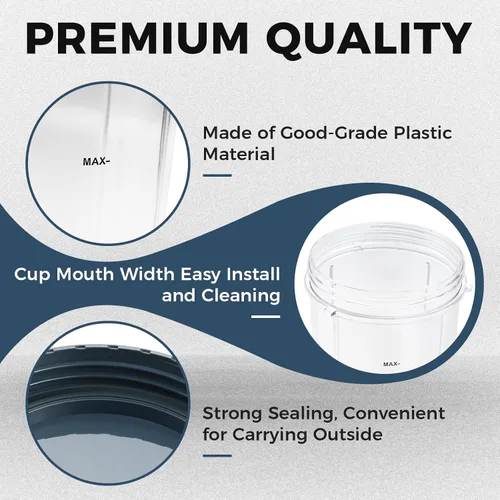 Vista 39 de Vasos de licuadora de repuesto para licuadora Nutribullet de 18 onzas con tapa, compatible con Nutribullet 600 W 900 W licuadora exprimidor