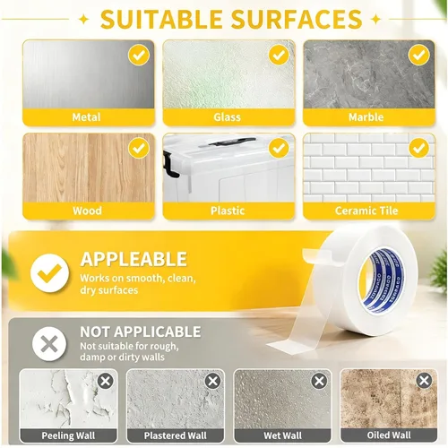 Vista 6 de ZOMPAGO Cinta de montaje resistente de doble cara de malla para montaje en pared y manualidades, color blanco, 2 pulgadas x 66 pies