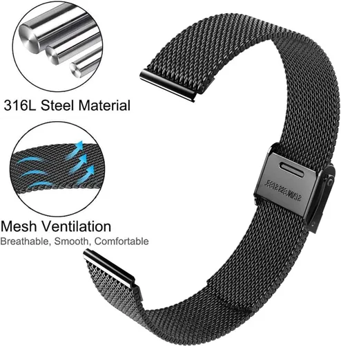 Vista 2 de ECSEM - Correas de metal compatibles con iTouch Sport 4, correas de repuesto ajustables de acero inoxidable, correa de reloj de liberación rápida