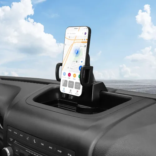 Vista 7 de JeCar Soporte de teléfono compatible con Jeep Wrangler JK y Unlimited 2012-2017 Dash Phone Mount con bandeja de almacenamiento
