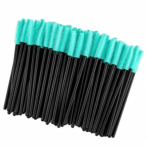 Vista 4 de G2PLUS Cepillos de pestañas de silicona, 100 cepillos de rímel negro y verde, varitas aplicadoras de cejas para maquillaje, cuidado personal