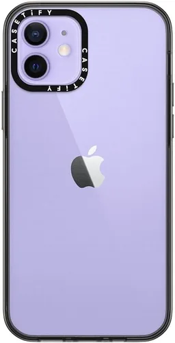 Vista 2 de CASETiFY Funda compacta para iPhone 12 [2 veces probada contra caídas de grado militar / protección contra caídas de 4 pies] - Negro transparente