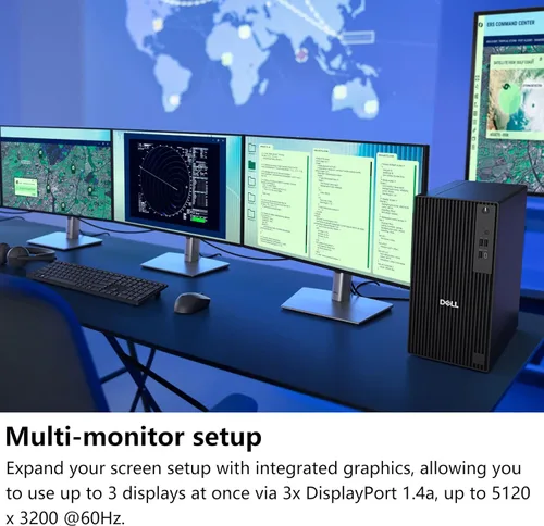 Vista 6 de Dell Pro Tower Plus QBT1250 - Escritorio empresarial, Intel Core Ultra 5-235, RAM DDR5 de 16 GB, SSD PCIe de 1 TB, DVDRW, 3x4K DP, Copilot AI