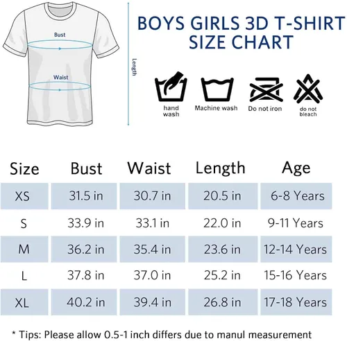 Vista 6 de QoGoer Camisetas gráficas 3D para niños, camisetas novedosas para niños y niñas, camisetas de manga corta con cuello redondo para adolescentes de 6