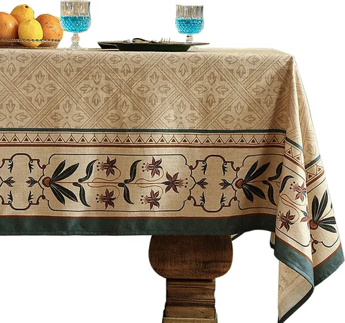 Vista 80 de [Usado] patdrea Mantel largo de lino de diseño verde para mesa rectangular, mantel vintage transpirable con patrón de frutas amarillas, funda