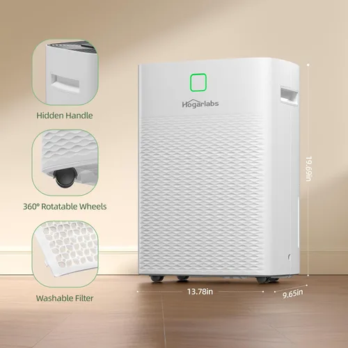 Vista 9 de HOGARLABS Deshumidificadores de 30 pintas para el hogar y sótanos, con 3 modos de funcionamiento, protección contra desbordamiento y apagado