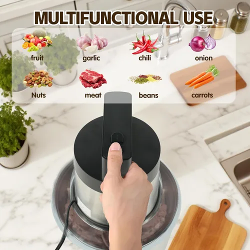Vista 7 de Picadora de carne grande para procesador de alimentos, picadora eléctrica para hielo, ñame, verduras y alimentos, potente motor de cobre de 1200 W