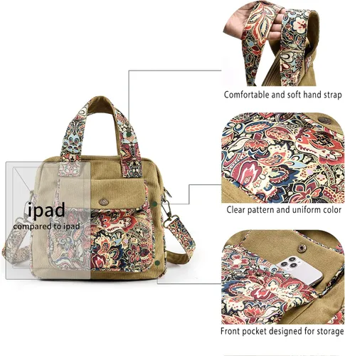 Vista 3 de Black Butterfly Bolsa de hombro de lona de alta calidad bolsa con asa superior para mujeres y niñas estilo ligero y pequeño