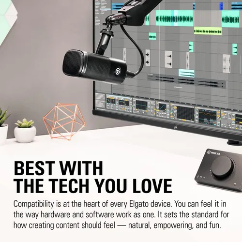 Vista 5 de Elgato Wave DX - Micrófono XLR dinámico, patrón cardioide, rechazo de ruido, optimizado para podcasting, streaming, transmisión, no requiere