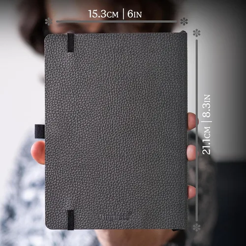 Vista 6 de Dingbats* Cuaderno de Escritura Liso Wildlife A5 - Tapa Dura de Cuero Vegano - Ideal para Trabajo, Viajes - Bolsillo, Cierre Elástico y Marcapáginas