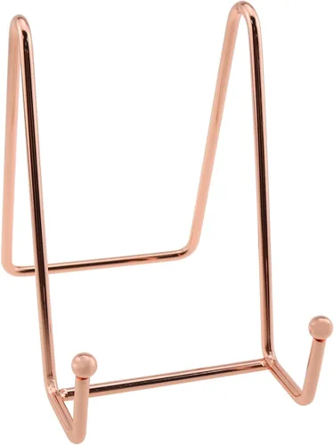 Vista 2 de heyous Soportes de placa para exhibición, 2 soportes de exhibición de oro rosa de 4.5 pulgadas para plato, soporte de marco de metal para fotos
