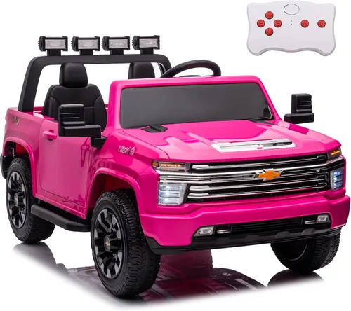Vista 9 de NEWQIDA Coche eléctrico de 24 V para niños con control remoto, licencia Chevrolet Silverado HD, batería de 7ah, vehículo de juguete tipo Ride-on Azul