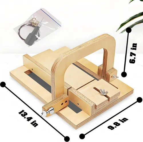 Vista 9 de dianjingjumei Cortador de pan de jabón de madera, cortador de alambre ajustable con cables de repuesto adicionales, kit de herramientas de corte