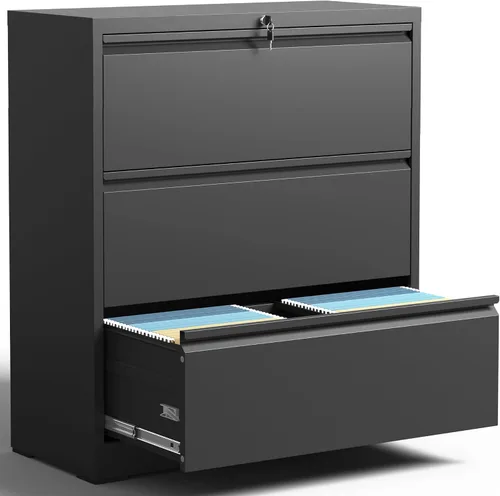 Vista 7 de Archivador lateral de 2 cajones para oficina en casa, archivador de metal con cerradura, cajones de almacenamiento de archivos para carpetas