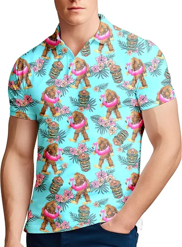 Vista 42 de Camisa de golf de los años 80 para hombre, ajuste seco, manga corta, estampada, divertidas, camisas de golf de los años 90 para hombre