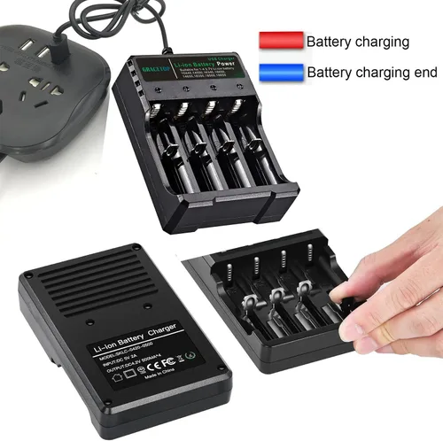Vista 6 de Cargador de batería 18650 de 4 bahías, cargador 18650 2A cargador rápido para baterías recargables de 3.7 V 18650 17670 16340 14500 10440 batería