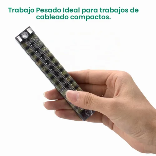 Vista 7 de Bloque de terminales y tira – 5 bloques de terminales de tornillo de doble fila de 12 posiciones de 600 V 15 A con cubierta + 10 tiras de puente
