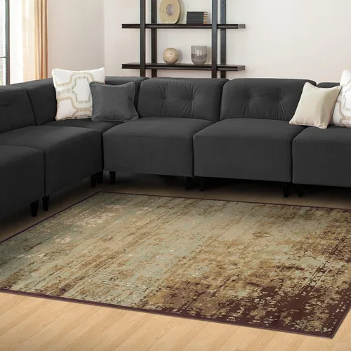 Vista 15 de Alfombra moderna de la colección Superior Afton Acid Wash, Polipropileno, Caoba Modern Abstract Rugs for High Traffic Living Room, Dining