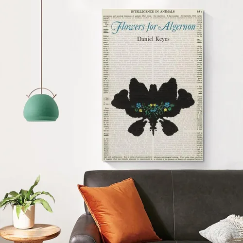 Vista 4 de Daniel Keyes - Pósteres de cubierta de libro con diseño de flores para algernon para habitación, estética y decoración, lienzo, pósteres e