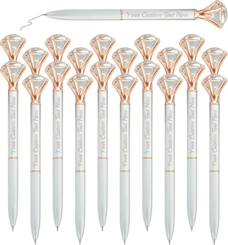 Vista 50 de Bolígrafos personalizados de diamantes personalizados con nombre a granel de metal de cristal grabado, bolígrafos divertidos brillantes a granel