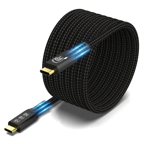 Vista 10 de Cable USB C 3.2 Gen 2X2 20Gbps, tipo C 4K a 60Hz UHD Video 5A/240W PD3.1 Carga rápida con E-Marker Compatible con Thunderbolt 3/4 MacBook Pro