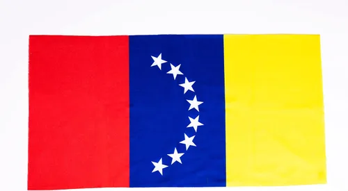 Vista 3 de Juego de 2 accesorios de bufanda y pañuelo para fanáticos del equipo de fútbol de Venezuela con colores de bandera y nombre de país impreso