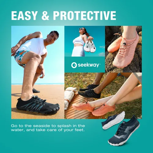 Vista 7 de SEEKWAY - Zapatos de agua unisex, de secado rápido, tipo calcetín y con sensación de pies descalzos para adultos ideales para playa, natación, río