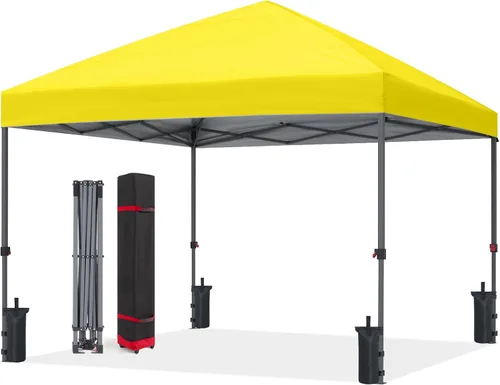 Vista 24 de ABCCANOPY Toldo desplegable – Tienda de campaña portátil para patio al aire libre resistente para patio trasero y terraza con 4 bolsas de arena Beige