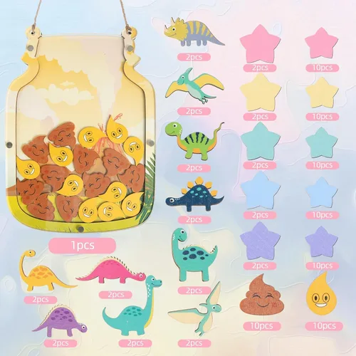 Vista 4 de 102 Frasco de Recompensas de Dinosaurios para Niños Pequeños, Tabla de Recompensas para Niños, Sistema de Comportamiento de Dinosaurios para Regreso