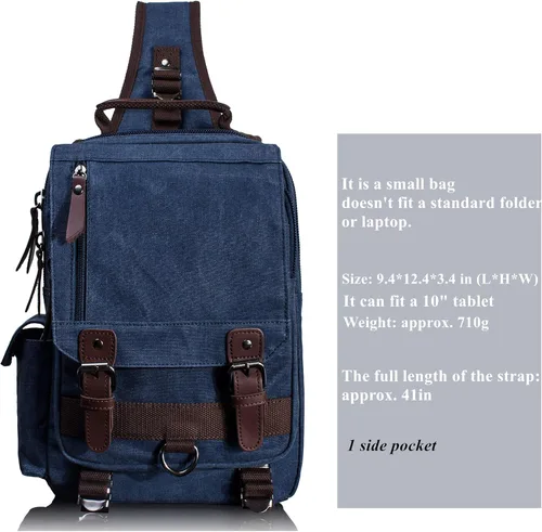 Vista 2 de Leaper - Maleta bandolera de lona, diseño retro, Casual, M